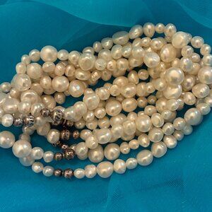 5 Freshwater Pearl Stretch Bracelets